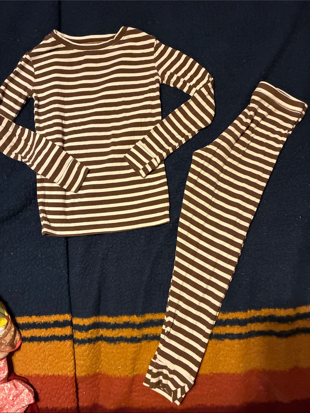 Brave little ones Striped Brown & Cream Kids Pajama Set